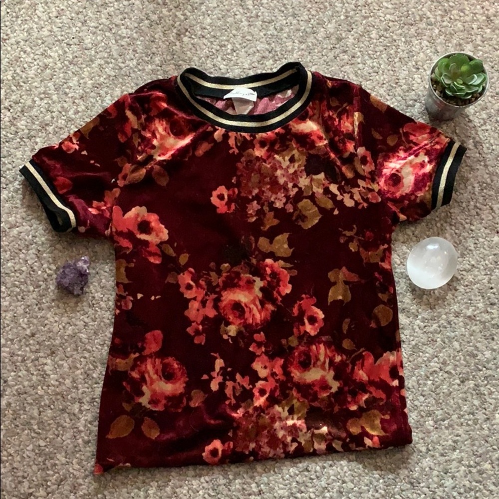Velvet floral t shirt